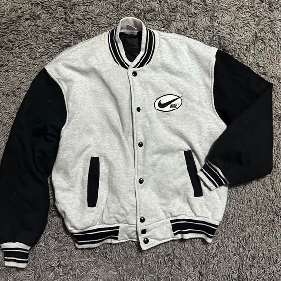 Vintage 80s 90s Nike Cotton Bomber Embroidered Sport Bomber Jacker L